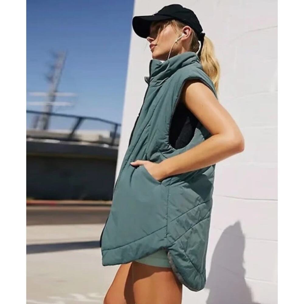 Free People Movement Slalom Reversible Fleece Vest Midnight Jade Size Medium